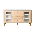 **Moderne dressoir van hout met glazen deuren en lades**