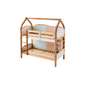 **Houten Stapelbed met Huisontwerp en Kleurrijke Panelen**